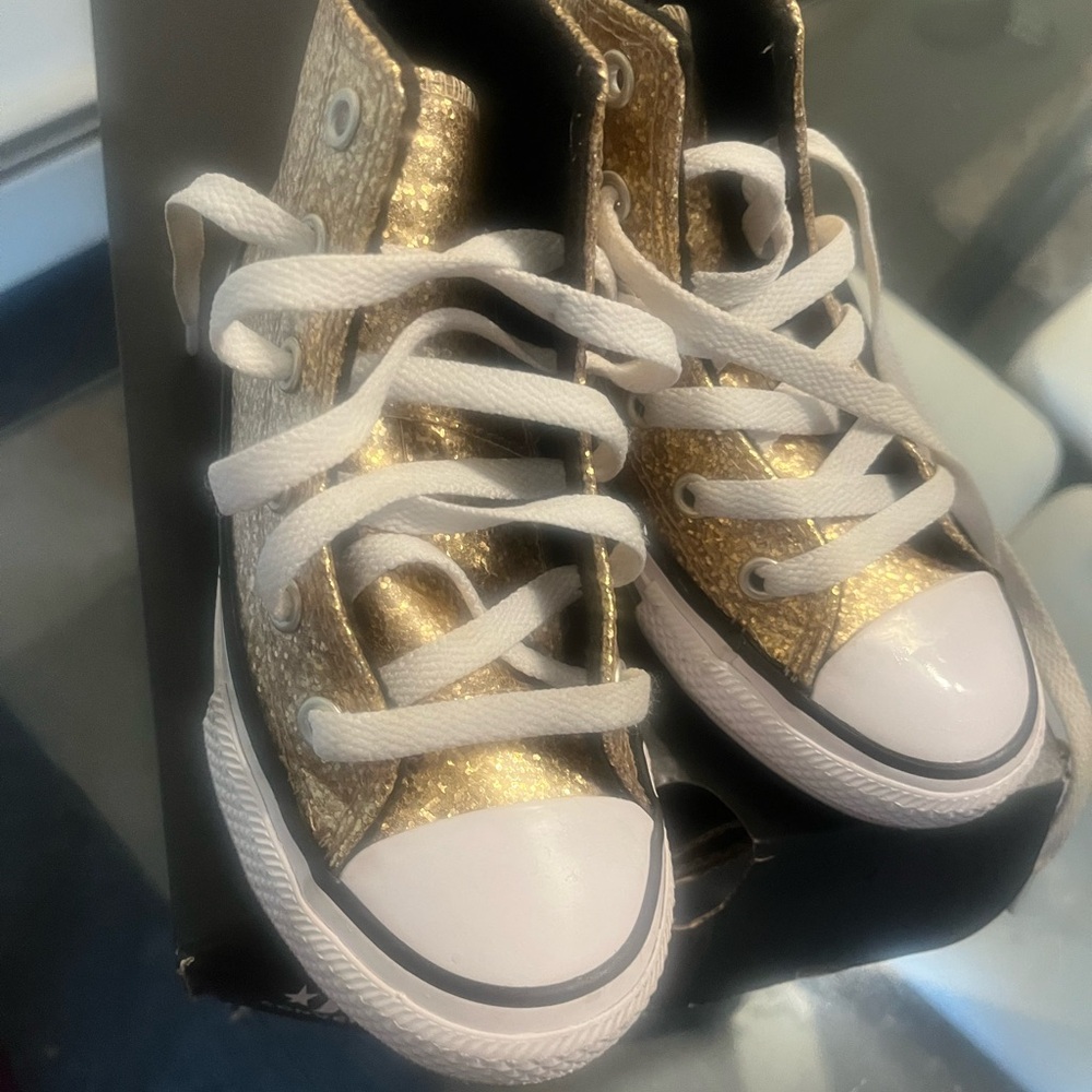 Converse Gold and White Sneakers Classic Design